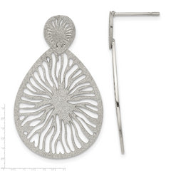 Sophia Jewelers Polished Stainless Steel Teardrop Starburst Earrings