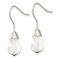 Sophia Jewelers Polished Stainless Steel Glass Drop Earrings Gift Ready