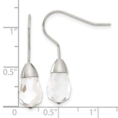 Sophia Jewelers Polished Stainless Steel Glass Drop Earrings Gift Ready