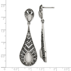 Sophia Jewelers Stainless Steel Dangle Earrings with Marcasite & Cat's Eye