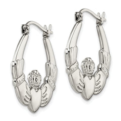 Sophia Jewelers Stainless Steel Polished Claddagh Hoop Earrings Gift Ready