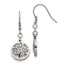 Stainless Steel Polished Textured Shepherd Hook Dangle Earrings