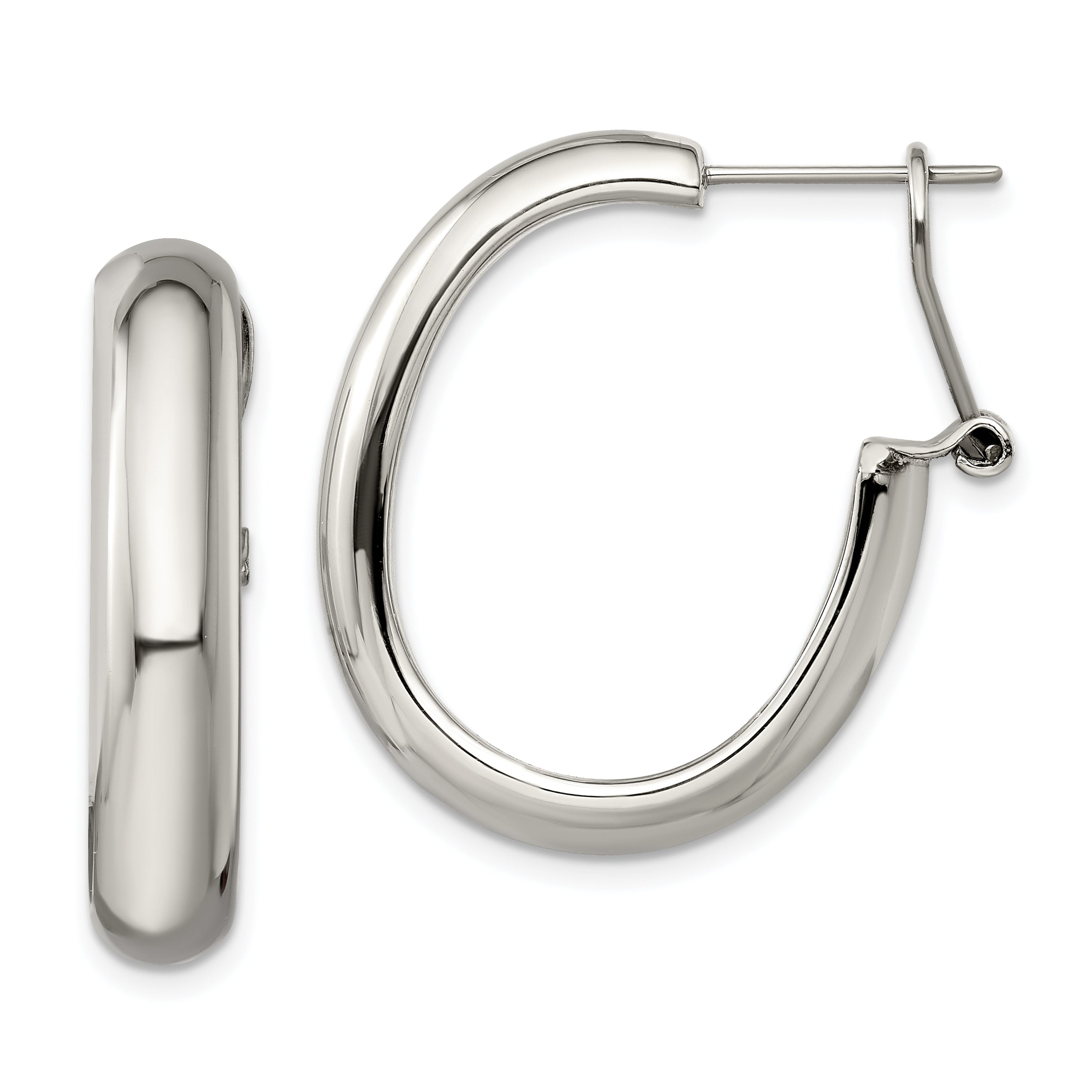Chisel Stainless Steel Polished Omega Back Hoop Earrings