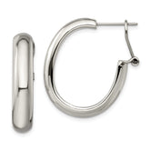 Chisel Stainless Steel Polished Omega Back Hoop Earrings