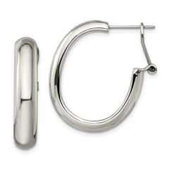 Chisel Stainless Steel Polished Omega Back Hoop Earrings