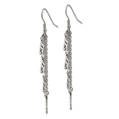 Stainless Steel Music Note Dangle Earrings with Polished Finish