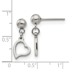 Sophia Jewelers Stainless Steel Heart Dangle Earrings Gift Ready