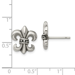 Sophia Jewelers Polished Stainless Steel Fleur de Lis Button Earrings Women's