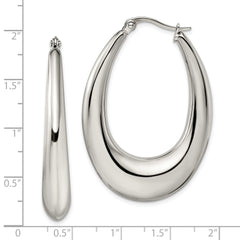 Polished Stainless Steel Teardrop Hoop Earrings with Gift Pouch