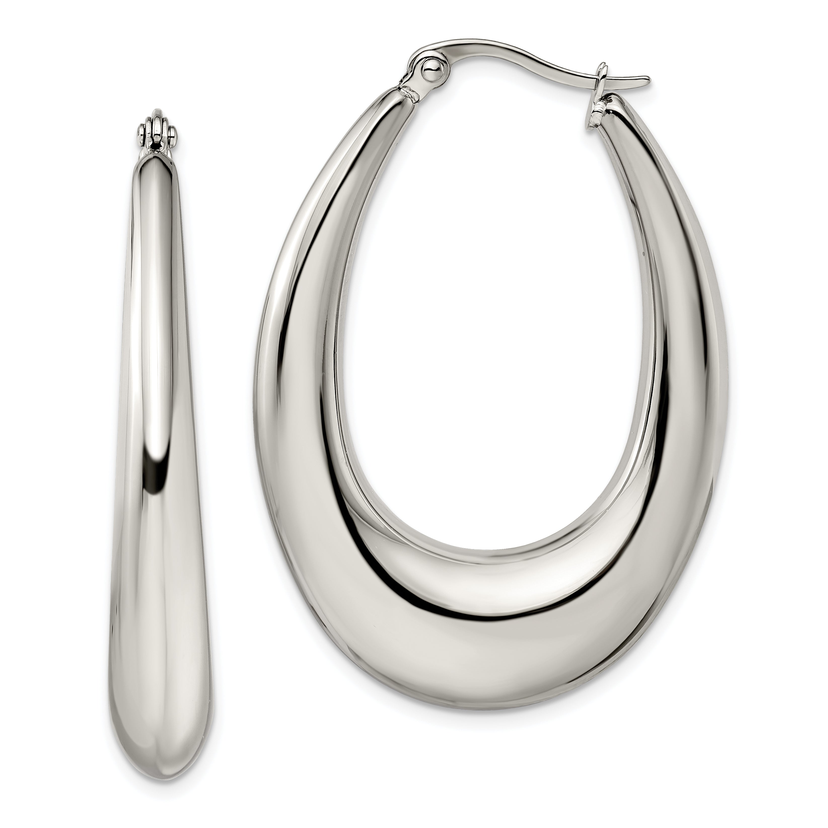 Chisel Stainless Steel Polished Teardrop Hoop Earrings