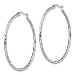 Sophia Jewelers Stainless Steel Textured Hoop Earrings with Polished Finish