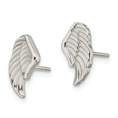Sophia Jewelers Polished Stainless Steel Women's Wing Earrings in Gift Pouch