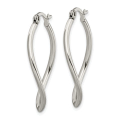 Sophia Jewelers Polished Stainless Steel Wavy Hoop Earrings Gift Ready