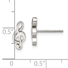 Sophia Jewelers Polished Stainless Steel Treble Clef Earrings Gift Ready