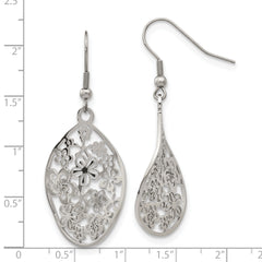 Sophia Jewelers Stainless Steel Polished Flower Dangle Earrings Gift Ready