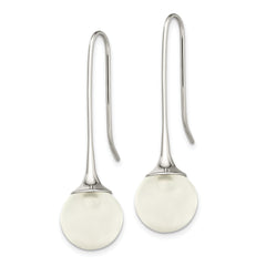 Stainless Steel Polished Drop Earrings with Glass Ball Elegance