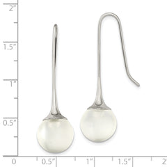 Stainless Steel Polished Drop Earrings with Glass Ball Elegance