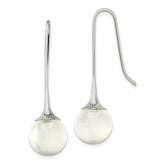 Chisel Stainless Steel Polished with Glass Ball Shepherd Hook Earrings