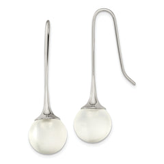 Chisel Stainless Steel Polished with Glass Ball Shepherd Hook Earrings