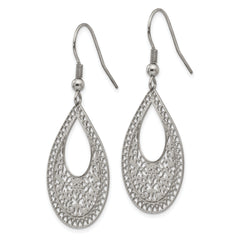 Stainless Steel Dangle Earrings with Textured Cut-Out Design