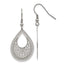 Chisel Stainless Steel Polished Textured Cut-out Design Dangle Shepherd Hook Earrings
