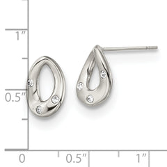 Sophia Jewelers Polished Stainless Steel Crystal Teardrop Earrings