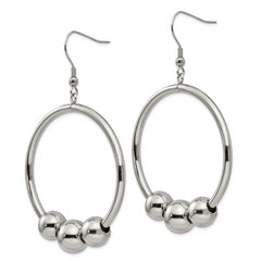 Stainless Steel Polished Dangle Earrings with Elegant French Wire