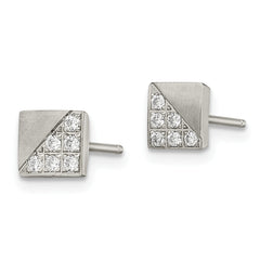 Sophia Jewelers Unisex Stainless Steel CZ Cluster Post Earrings