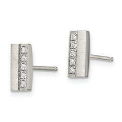 Sophia Jewelers Stainless Steel CZ Unisex Post Earrings Brushed Finish