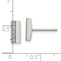 Sophia Jewelers Stainless Steel CZ Unisex Post Earrings Brushed Finish