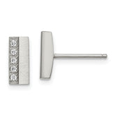 Chisel Stainless Steel Brushed with CZ Bar Post Earrings