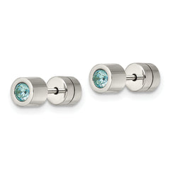 Sophia Jewelers Polished Stainless Steel Blue CZ December Birthstone Stud Earrings