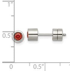Sophia Jewelers Unisex Stainless Steel Red CZ Birthstone Stud Earrings
