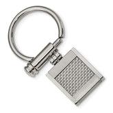 Sophia Stainless Steel Men's Key Ring with Grey Carbon Fiber Inlay