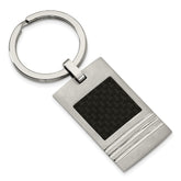 Sophia Jewelers Men's Stainless Steel Key Ring with Black Carbon Fiber Inlay
