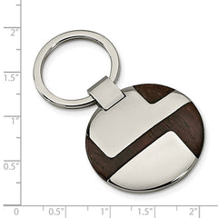 Stainless Steel Polished Wood Inlay Key Chain