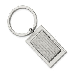 Men's Stainless Steel Key Ring with Polished Brick Texture Engravable