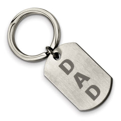 Sophia Jewelers Brushed Stainless Steel Dad Key Ring with Engravable Charm