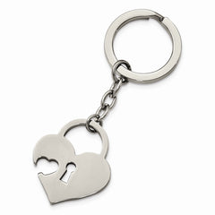 Sophia Jewelers Polished Stainless Steel Heart Key Ring for Women