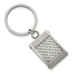 Sophia Jewelers Men's Stainless Steel Key Ring with Grey Carbon Fiber Inlay