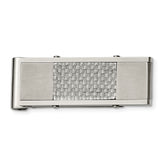 Stainless Steel Money Clip with Grey Carbon Fiber Inlay Engravable