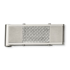 Stainless Steel Money Clip with Grey Carbon Fiber Inlay Engravable
