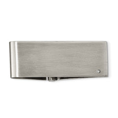 Chisel Stainless Steel Diamond Money Clip with Brushed Hinged Engravable Design