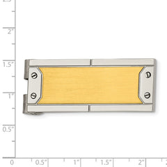Stainless Steel Brushed and Polished Yellow IP-plated Money Clip