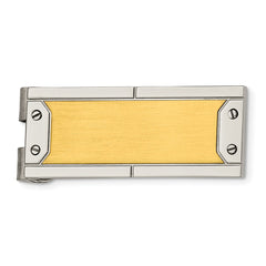 Stainless Steel Engravable Money Clip with Gold-Tone Brushed Finish