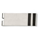 Stainless Steel Money Clip with Brushed Black Carbon Fiber Inlay Engravable and Modern Design