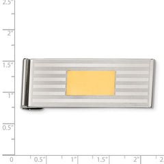Stainless Steel Brushed and Polished Yellow IP-plated Money Clip