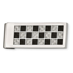 Chisel Stainless Steel Money Clip with Black & Grey Carbon Fiber Inlay