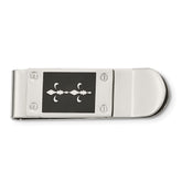 Stainless Steel Polished Fleur de Lis Money Clip with Enamel Accents