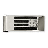 Sophia Jewelers Men's Polished Stainless Steel Black Carbon Fiber Money Clip